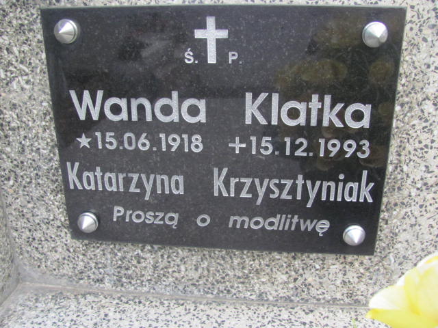 Wanda Klatka 1918 Jedlicze i Potok - Grobonet - Wyszukiwarka osób pochowanych