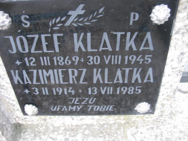 Józef Klatka 1869 Jedlicze i Potok - Grobonet - Wyszukiwarka osób pochowanych