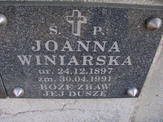 Joanna Winiarska 1897 Jedlicze i Potok - Grobonet - Wyszukiwarka osób pochowanych