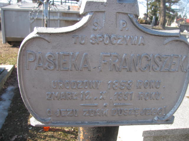 Franciszek Pasieka 1853 Jedlicze i Potok - Grobonet - Wyszukiwarka osób pochowanych