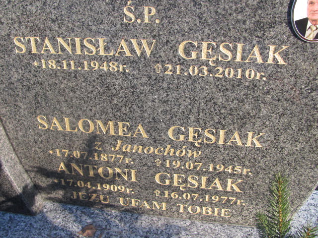 Salomea Gęsiak 1877 Jedlicze i Potok - Grobonet - Wyszukiwarka osób pochowanych