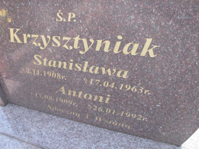 Stanisława Krzysztyniak 1908 Jedlicze i Potok - Grobonet - Wyszukiwarka osób pochowanych