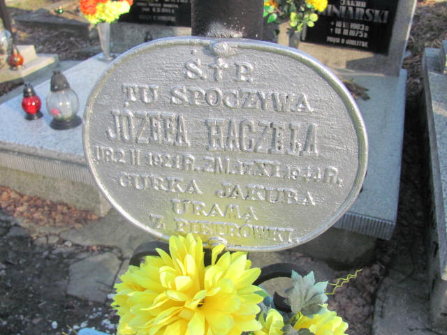 Józefa Haczela 1921 Jedlicze i Potok - Grobonet - Wyszukiwarka osób pochowanych