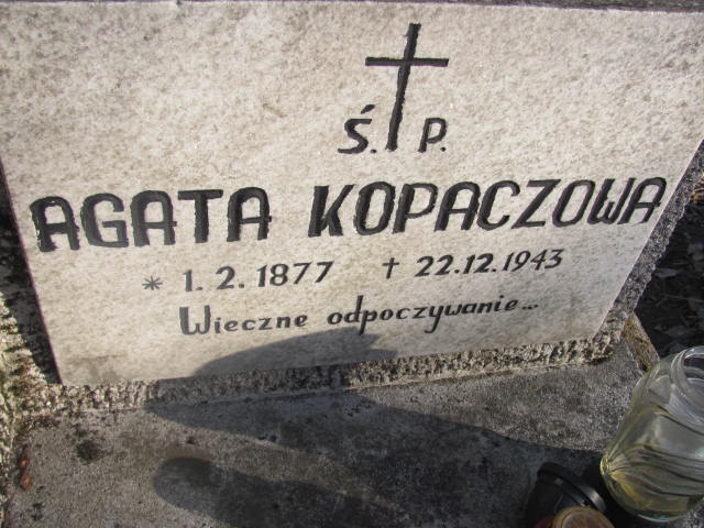 Agata Kopacz 1877 Jedlicze i Potok - Grobonet - Wyszukiwarka osób pochowanych