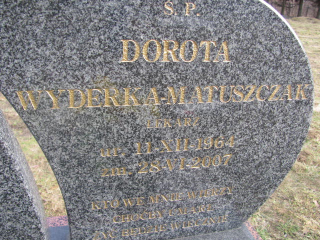Dorota Wyderka-Matuszczak 1964 Jedlicze i Potok - Grobonet - Wyszukiwarka osób pochowanych